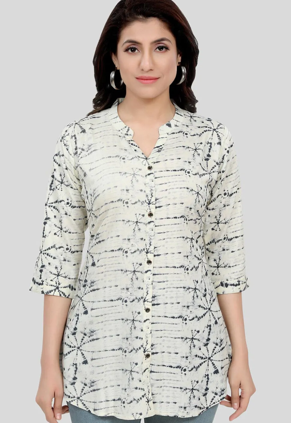 Tie Dyed Rayon Tunic in Off White