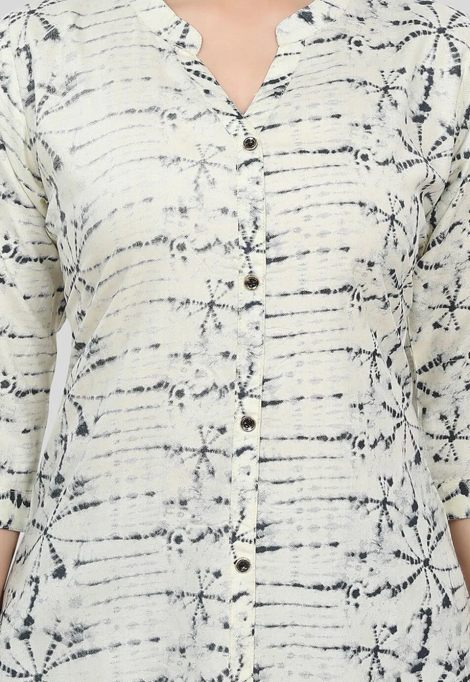 Tie Dyed Rayon Tunic in Off White