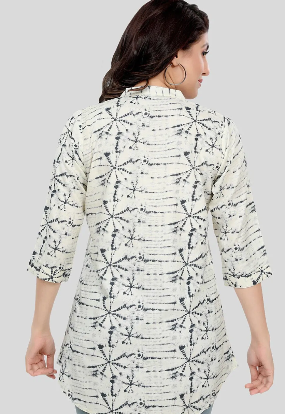 Tie Dyed Rayon Tunic in Off White