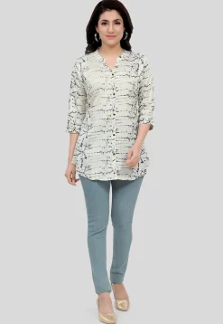 Tie Dyed Rayon Tunic in Off White