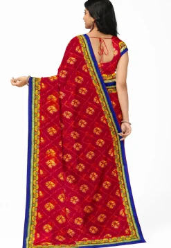 Tie N Dye Georgette Saree in Red
