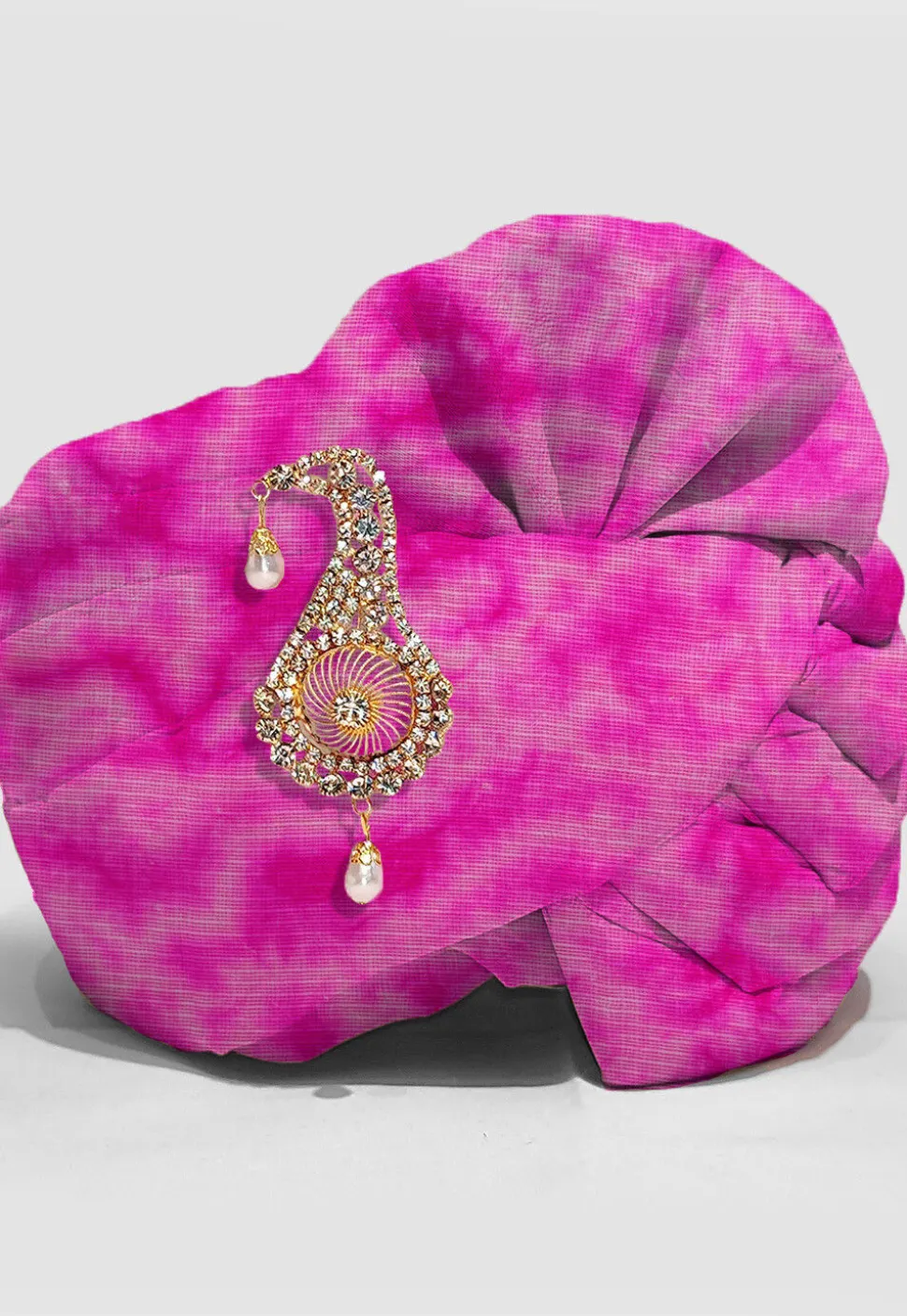 Tie N Dye Printed Pure Kota Silk Unisex Turban in Shaded Pink