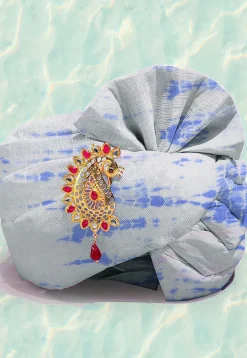 Tie N Dye  Pure Kota Silk Kids Turban in White