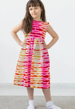 Tie N Dye Pure Silk Dress in Multicolor