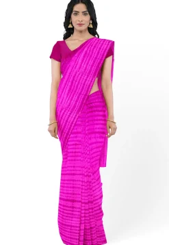 Tie N Dye Pure Silk Saree in Fuchsia
