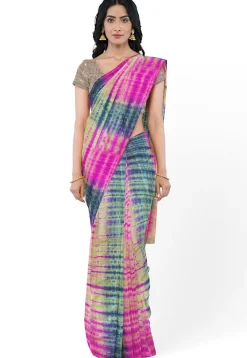 Tie N Dye Pure Silk Saree in Golden