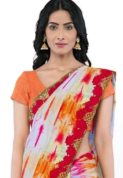 Tie n Dye Pure Silk Saree in Multicolor