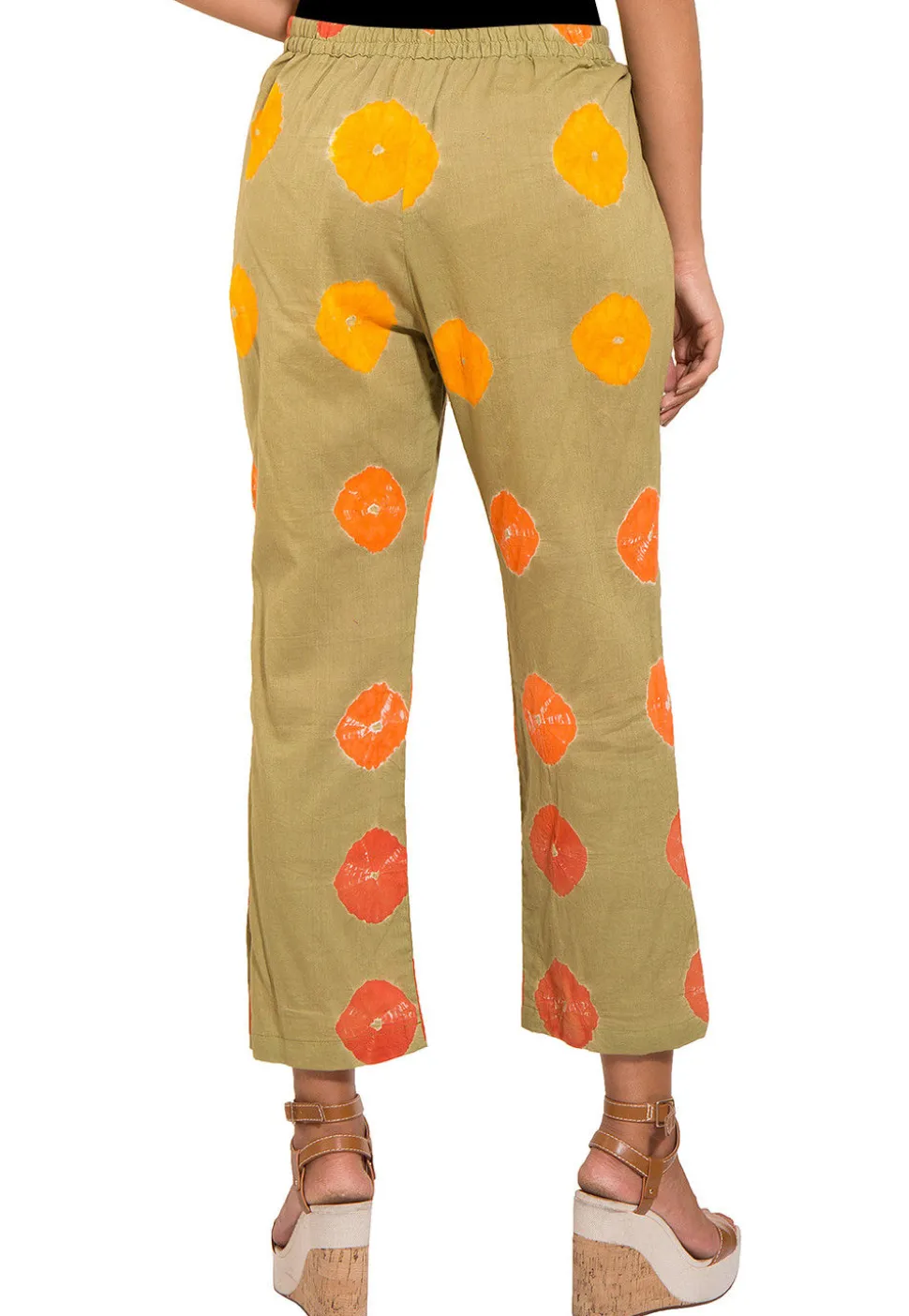 Tie N Dyed Cotton Pant in Olive Green