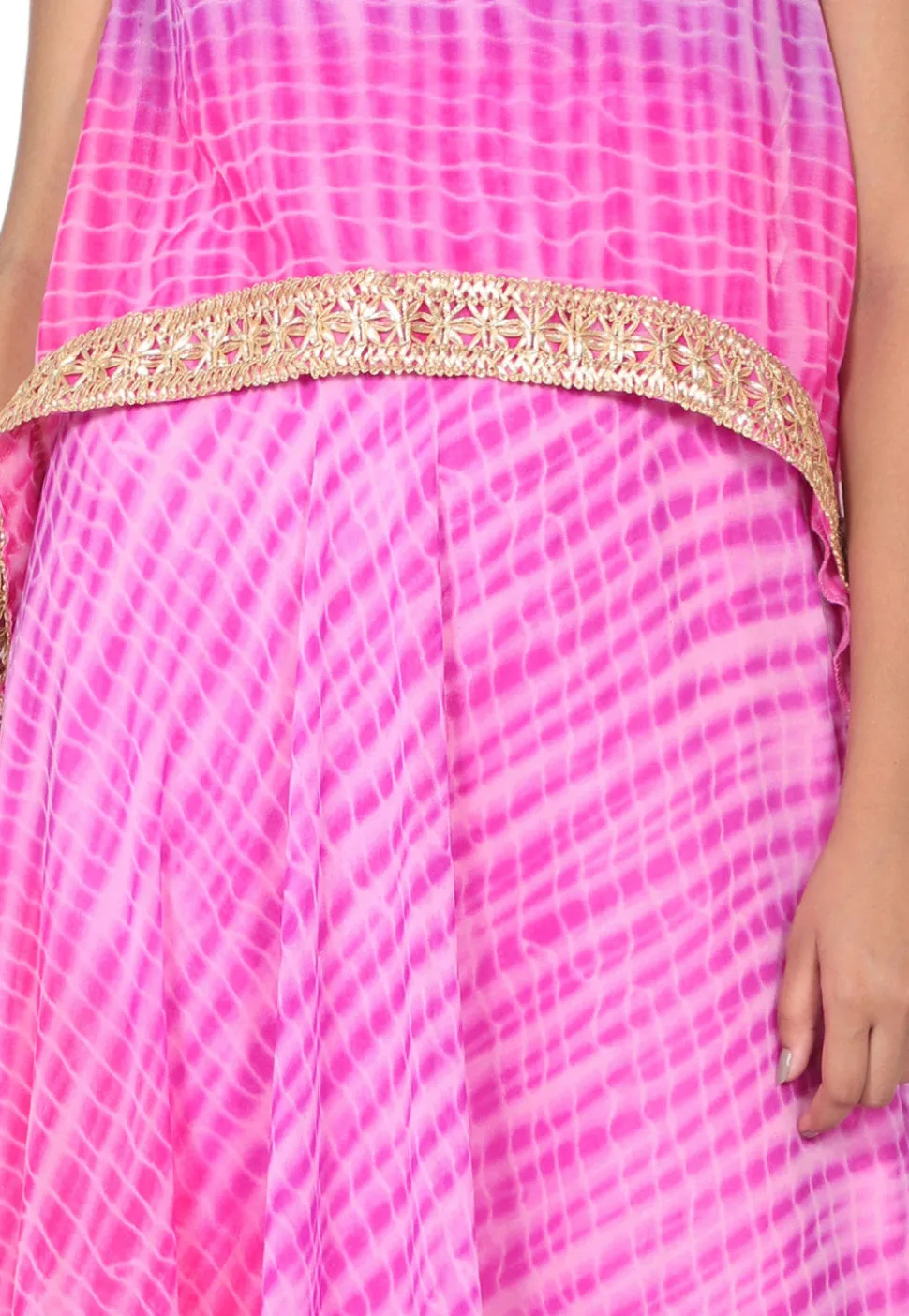 Tie N Dyed Georgette Layered A Line Suit in Pink