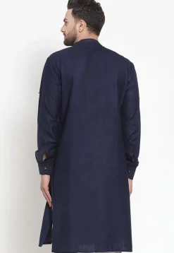 Tucked CottonKurta in Navy Blue