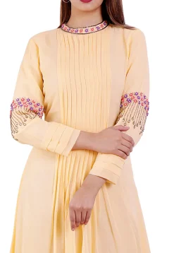 Tucked Georgette Asymmetric Dress in Pastel Orange