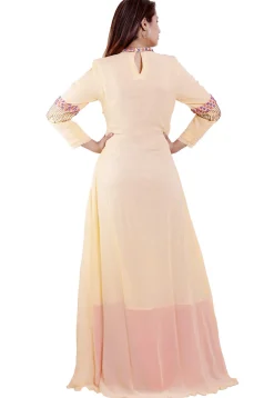 Tucked Georgette Asymmetric Dress in Pastel Orange