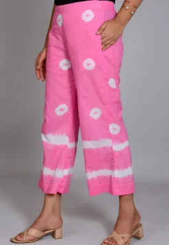 Tye Dye Printed  Cotton Culottes in Light Pink
