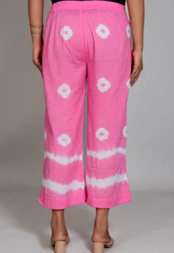 Tye Dye Printed Cotton Culottes in Light Pink