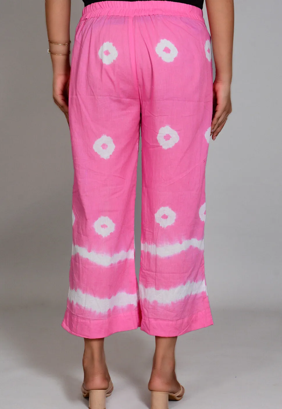 Tye Dye Printed Cotton Culottes in Light Pink