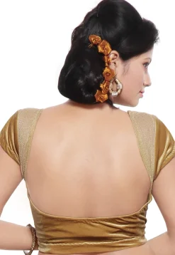 Velvet and Net Blouse in Gold