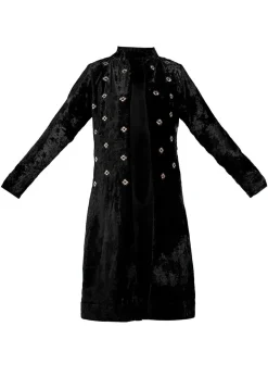 Velvet Long Jacket in Black