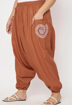 Warli Printed Pure Cotton Haram Pant in Rust