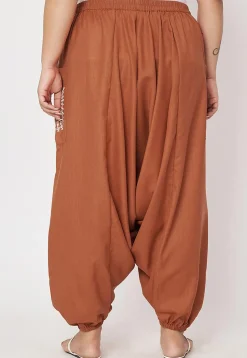 Warli Printed Pure Cotton Haram Pant in Rust