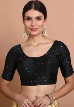 Woven Art Silk Blouse in Black