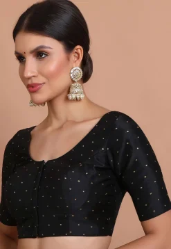 Woven Art Silk Blouse in Black