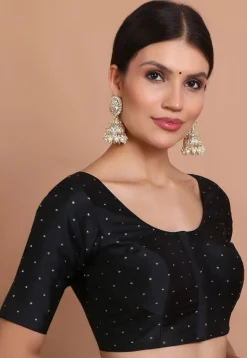 Woven Art Silk Blouse in Black