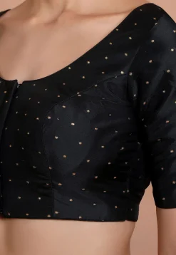 Woven Art Silk Blouse in Black
