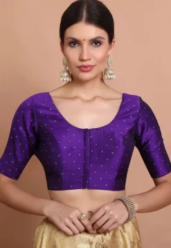 Woven Art Silk Blouse in Purple