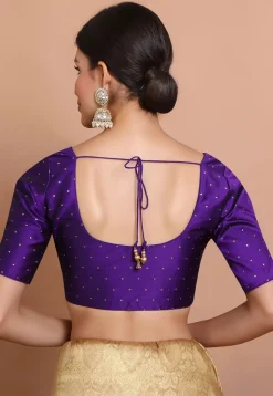 Woven Art Silk Blouse in Purple