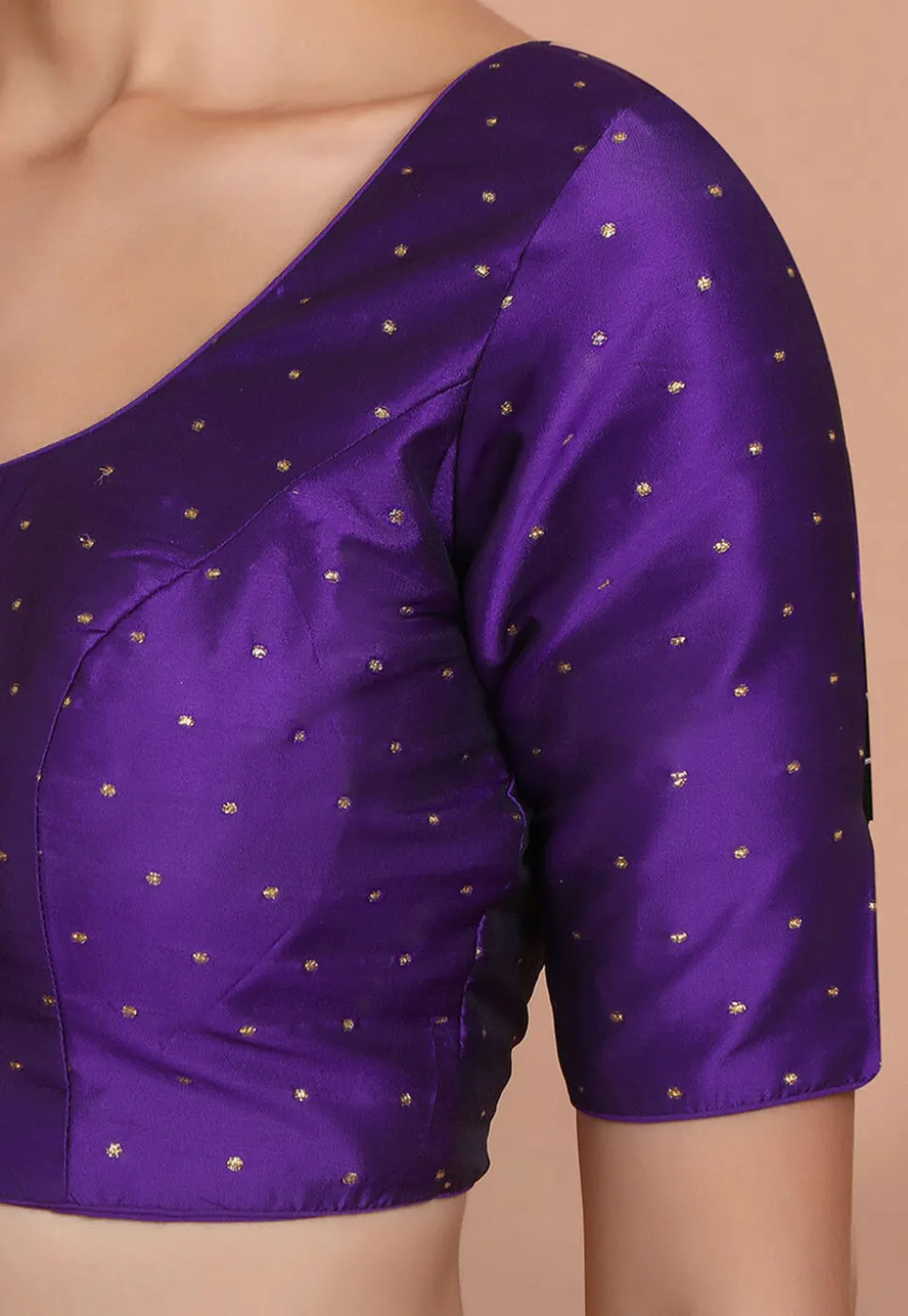 Woven Art Silk Blouse in Purple