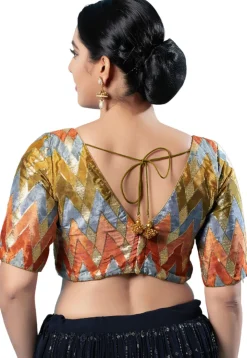 Woven Art Silk Blouse in Multicolor