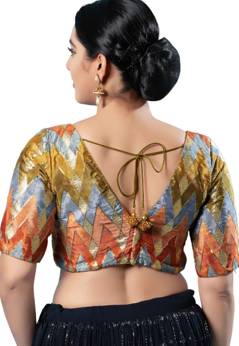 Woven Art Silk Blouse in Multicolor