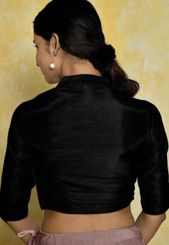 Woven Art Silk Blouse in Black