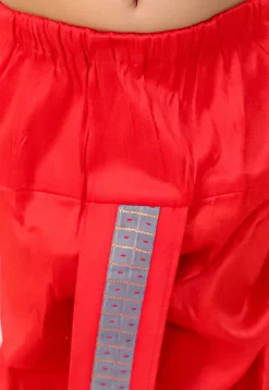 Woven Art Silk Dhoti Kurta in Dusty Blue