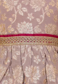 Woven Art Silk Jacquard A Line Kurta Set in Dusty Purple