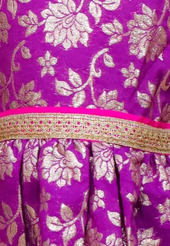 Woven Art Silk Jacquard A Line Kurta Set in Purple