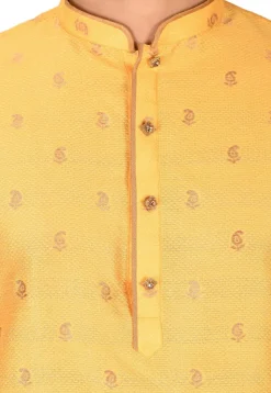 Woven Art Silk Jacquard Dhoti Kurta in Mustard