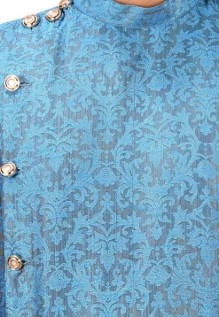 Woven Art Silk Jacquard Dhoti Kurta in Blue