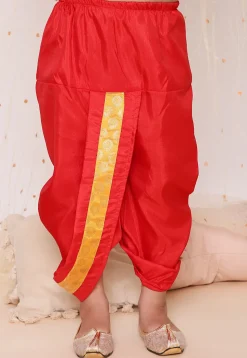Woven Art Silk Jacquard Dhoti Kurta in Yellow