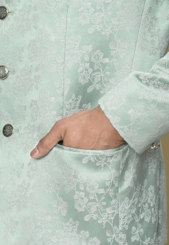 Woven Art Silk Jacquard Jodhpuri Jacket in Sea Green