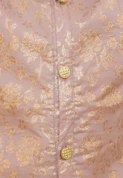 Woven Art Silk Jacquard Kurta Set in Light Purple