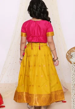 Woven Art Silk Jacquard Lehenga in Mustard