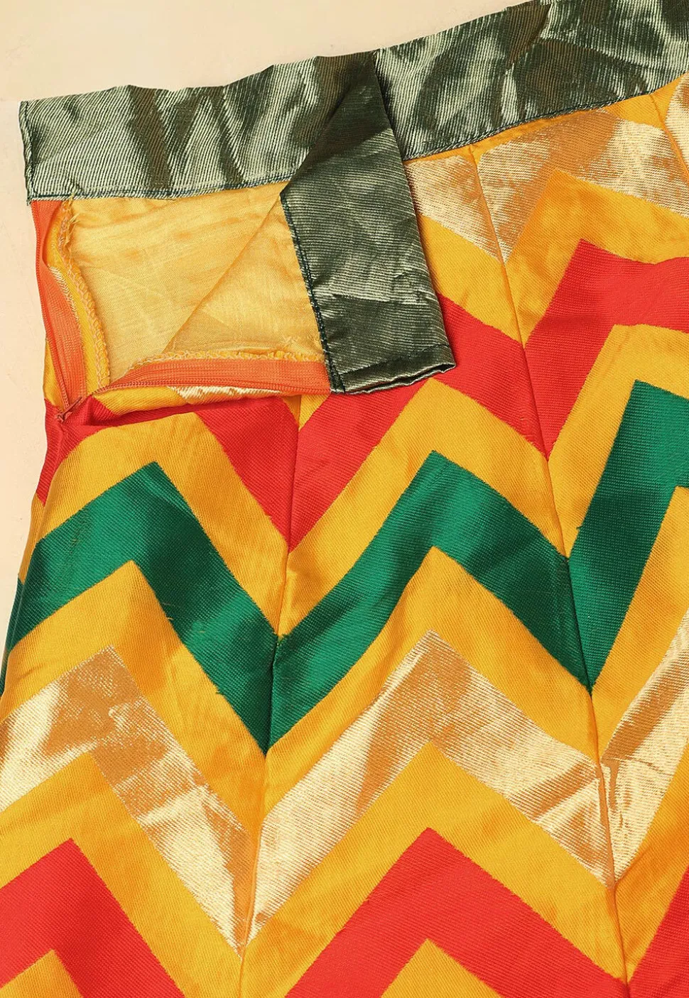 Woven Art Silk Jacquard Lehenga in Yellow