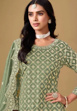Woven Art Silk Jacquard Lehenga in Light Green