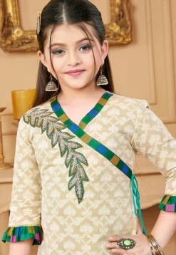 Woven Art Silk Jacquard Pakistani Suit in Beige