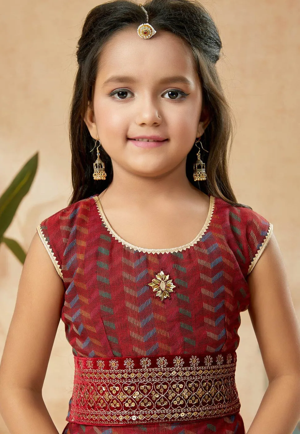 Woven Art Silk Jacquard Pakistani Suit in Maroon