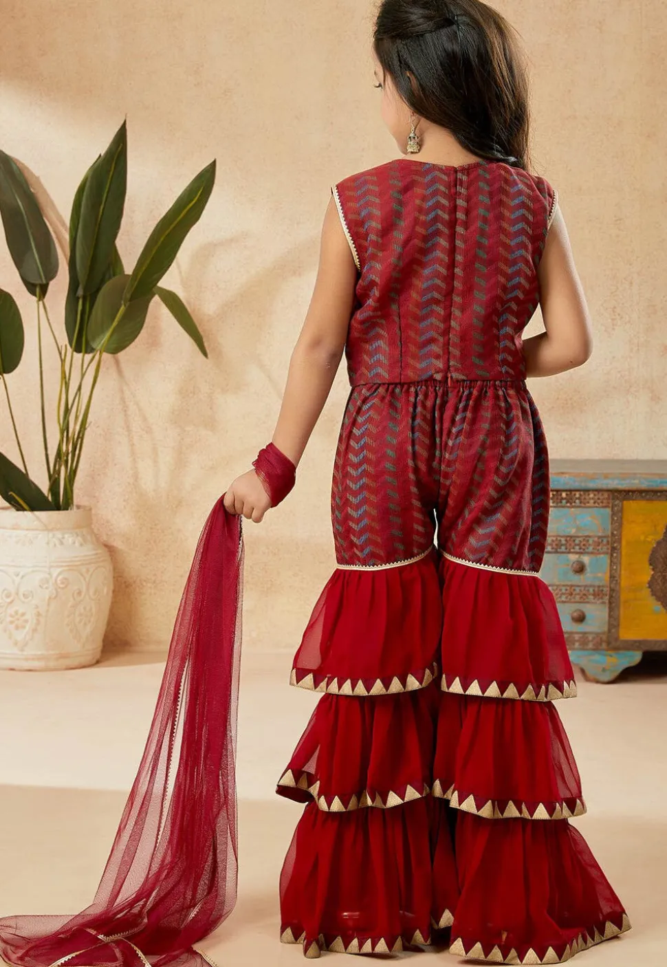 Woven Art Silk Jacquard Pakistani Suit in Maroon