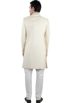 Woven Art Silk Jacquard Sherwani in Light Green