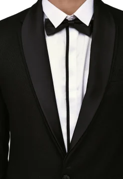 Woven Art Silk Jacquard Tuxedo in Black