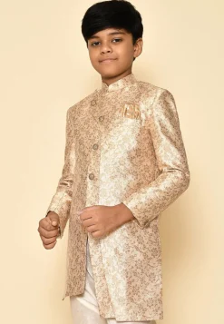 Woven Art Silk Jaquard Kurta in Cream